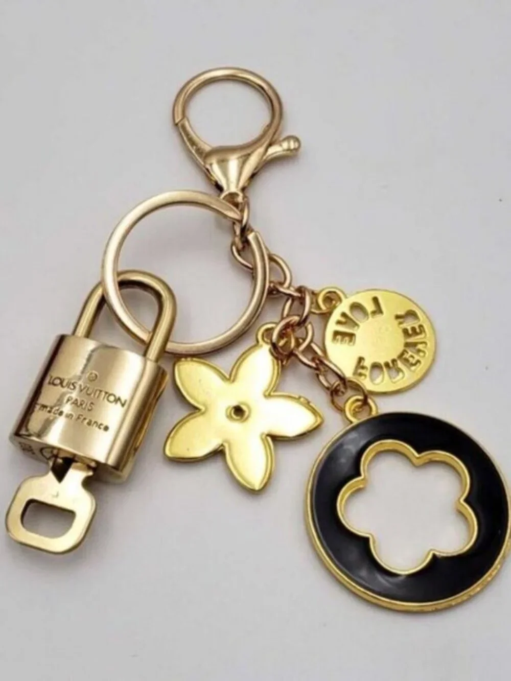 LV Gold Padlock & Key 🔒 Authentic Louis Vuitton Bag Unbranded Flower Charm